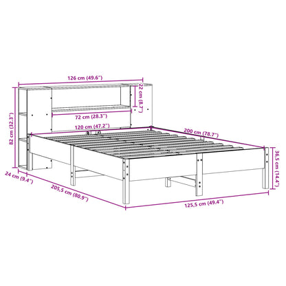 Massivholzbett mit Regal ohne Matratze Wachsbraun 120x200 cm