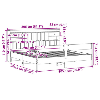 Massivholzbett mit Regal ohne Matratze Wachsbraun 200x200 cm