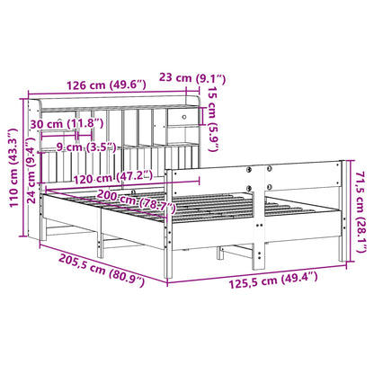 Bücherregalbett ohne Matratze 120x200 cm Massivholz Kiefer