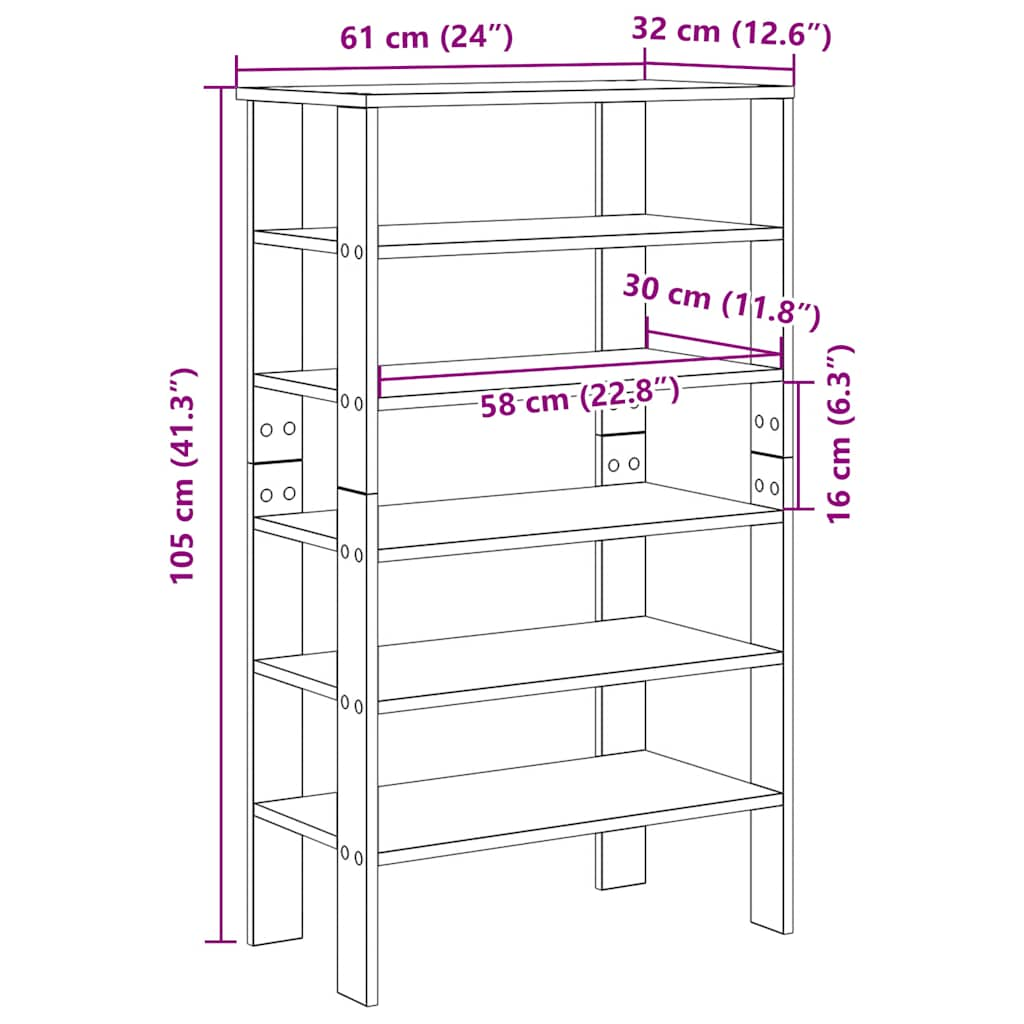 Schuhregal Grau Sonoma 61x32x105 cm Holzwerkstoff