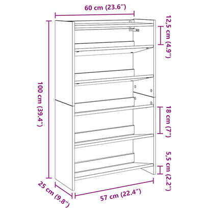 Schuhregal Weiß 60x25x100 cm Holzwerkstoff