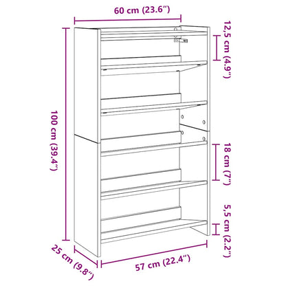 Schuhregal Betongrau 60x25x100 cm Holzwerkstoff