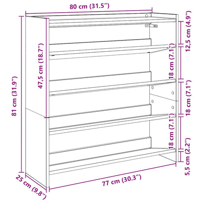 Schuhregal Betongrau 80x25x81 cm Holzwerkstoff