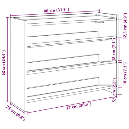 Schuhregal Weiß 80x25x61,5 cm Holzwerkstoff